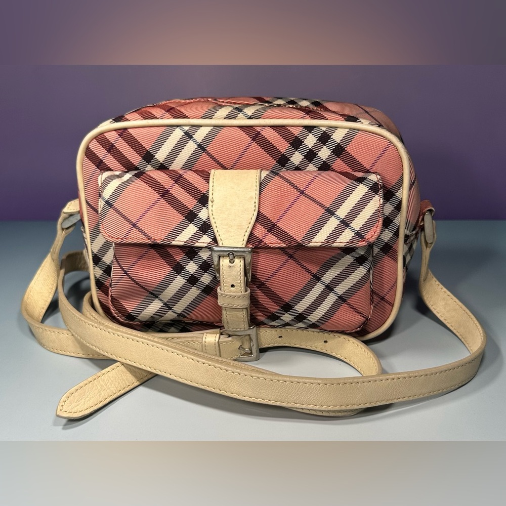 Burberry Blue Label Nova Check Mini Shoulder Bag Pink Leather Strap